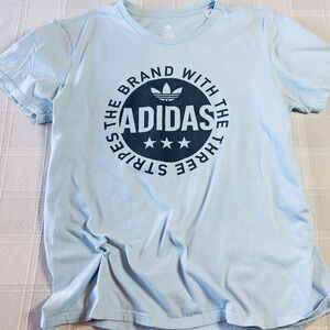 Adidas Originals Trefoil Logo Tshirt Light Blue Men’s L Cotton Pre-owned Adidas